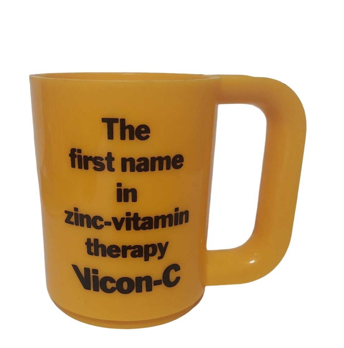 Glaxo Vicon-C Zinc Advertising Pharmaceutical MUG Plastic Yellow Sterilite