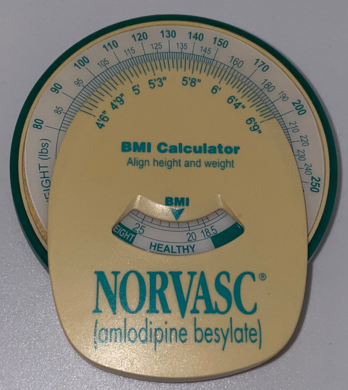 NORVASC FRIDGE MAGNET BMI CALCULATOR ADVERTISING HEALTH METER ADSTRACTS RALEIGH