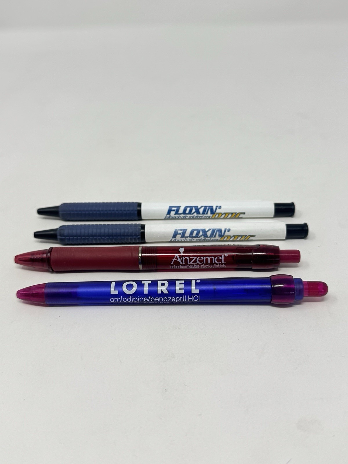 Pharmaceutical Drug Rep Pens Lot of 4 LOTREL, ANZEMET, FLOXIN x2 Promotion