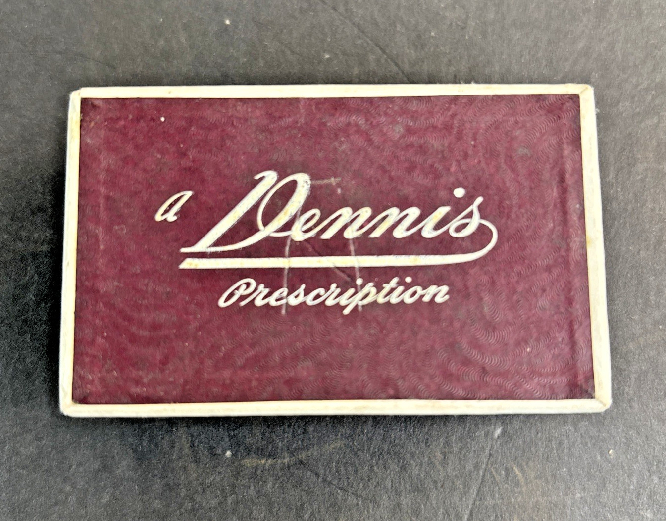 Vintage Dennis Drug Store Pharmacy Prescription Pill Box Cardboard Hinged Lid