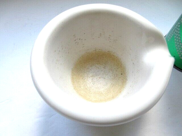 Vtg antique Coors USA Heavy White Porcelain Lab Mortar Apothecary 52208 stained