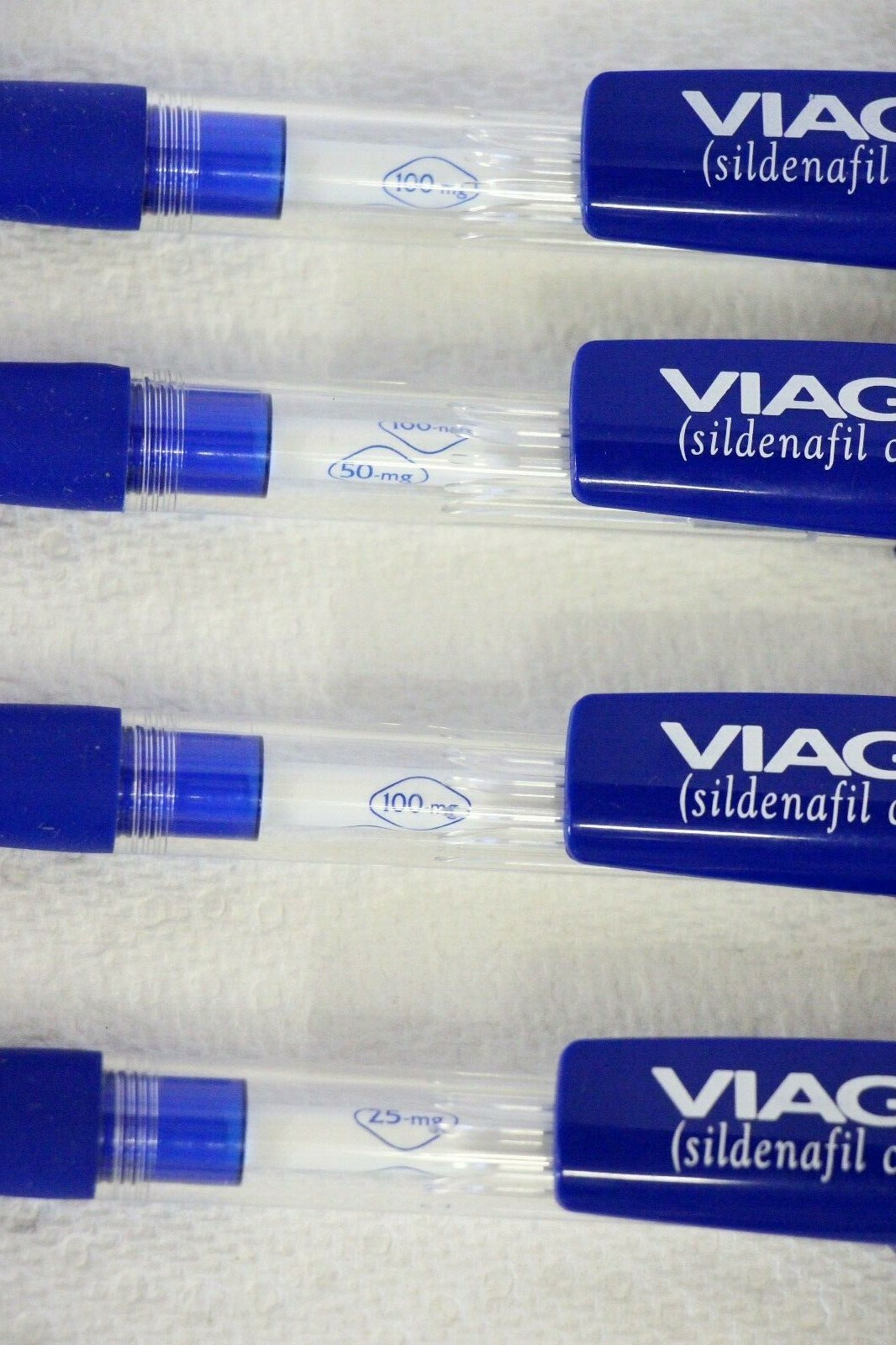 4 Pharmaceutical Viagra Pens Plastic Wide Clips and Rotating Barrel 25, 50, 100