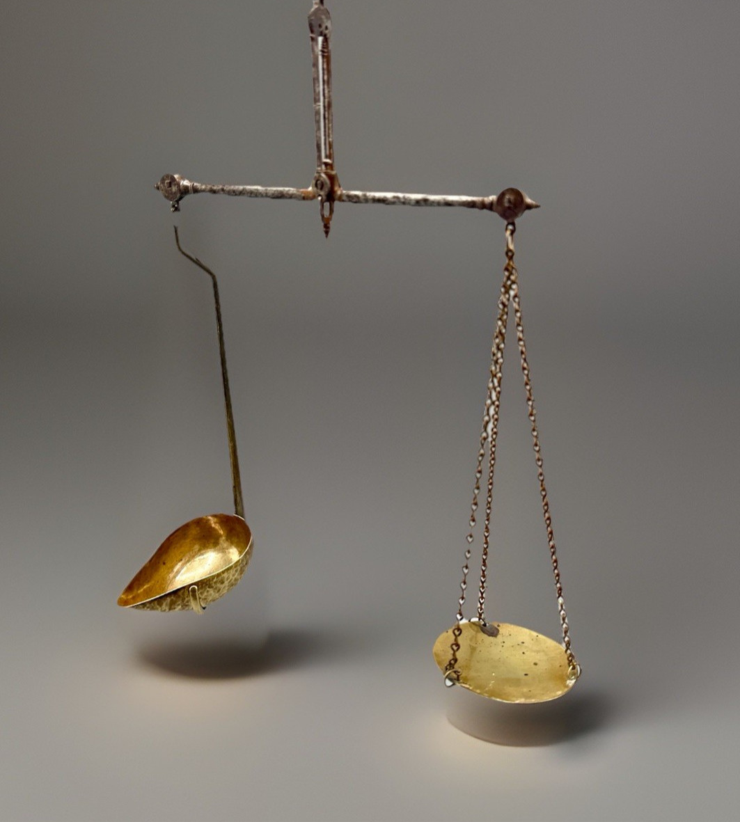 Early 19th Century Apothecary Spice Gem Balance Scales Handheld Brass & Steel