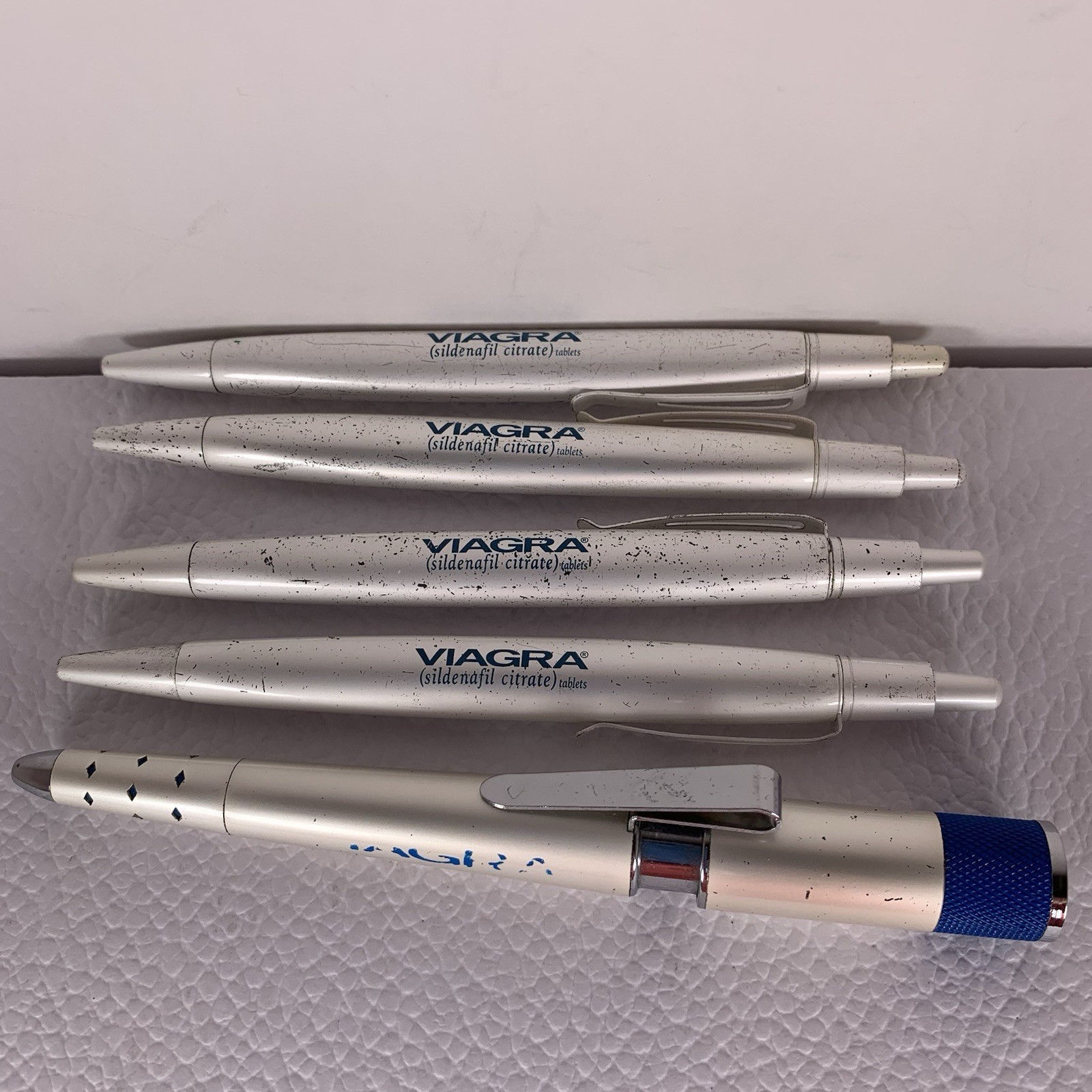 Viagra Heavy Metal Pen Pharma Drug Rep Collectible Pen Lot Of 5 Scratches workin