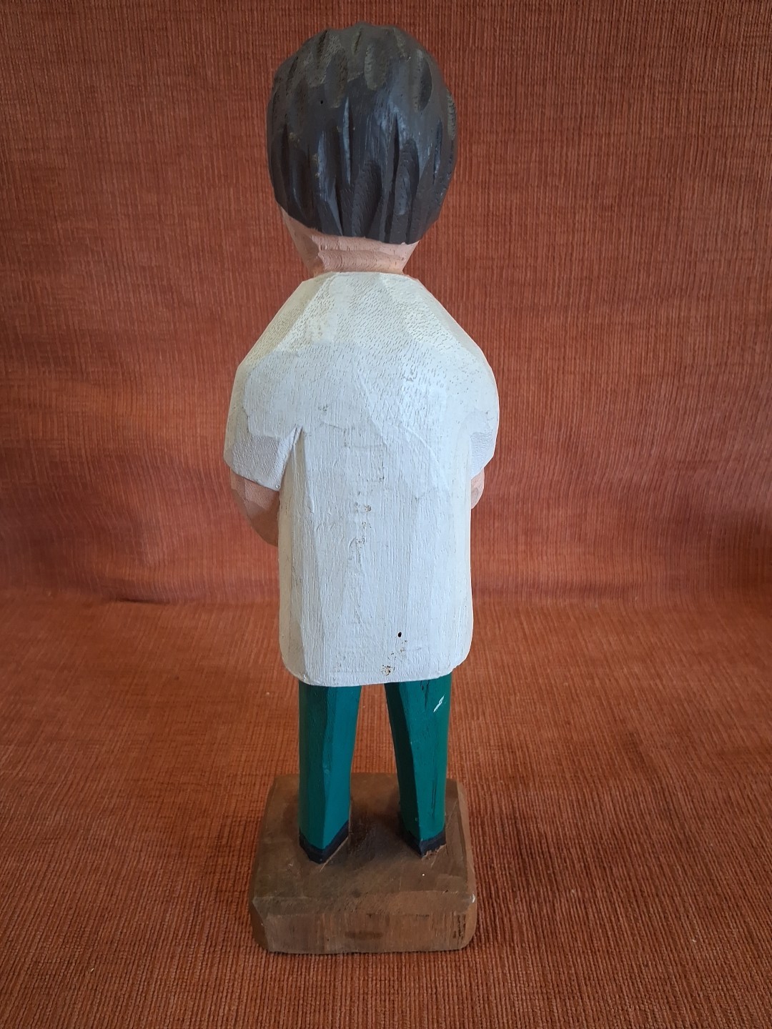 Pharmacist 12″ Wood Carved Statue With Mortar Pestle – RARE