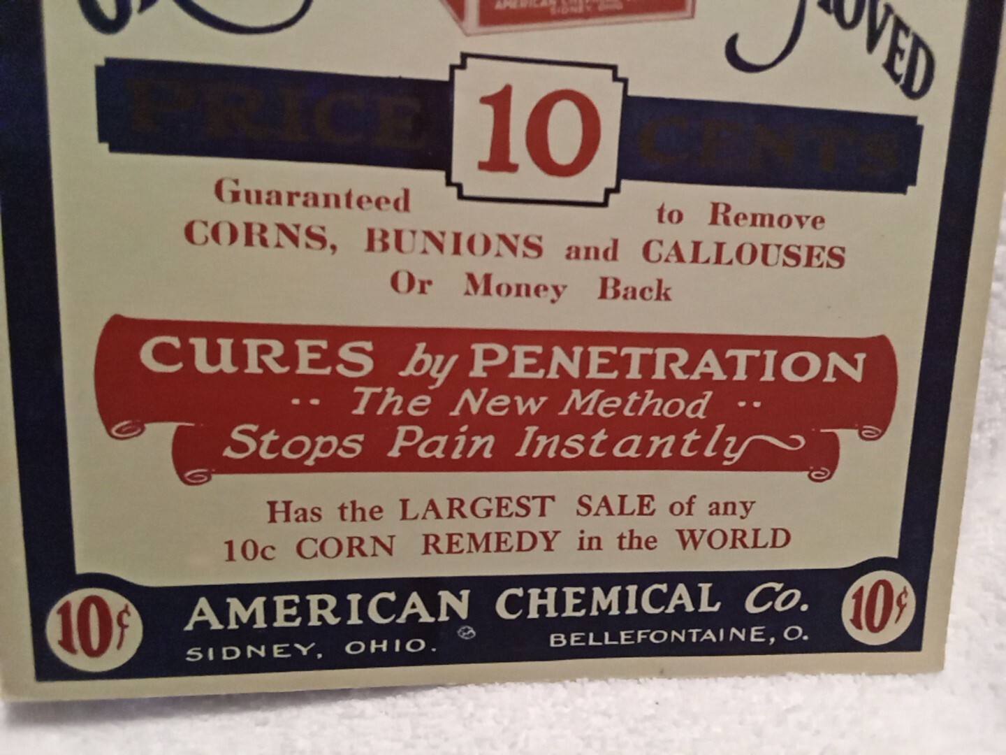 Dr. Hunt’s New Corn Cure American Chemical Co. Vtg Poster Sidney Shelby Co. Ohio