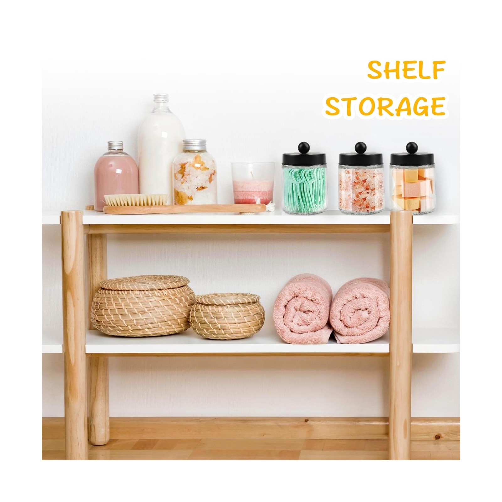 4 Pack Glass Apothecary Jars with Lids for Bathroom, Cute Qtip … FAST USA SHIP
