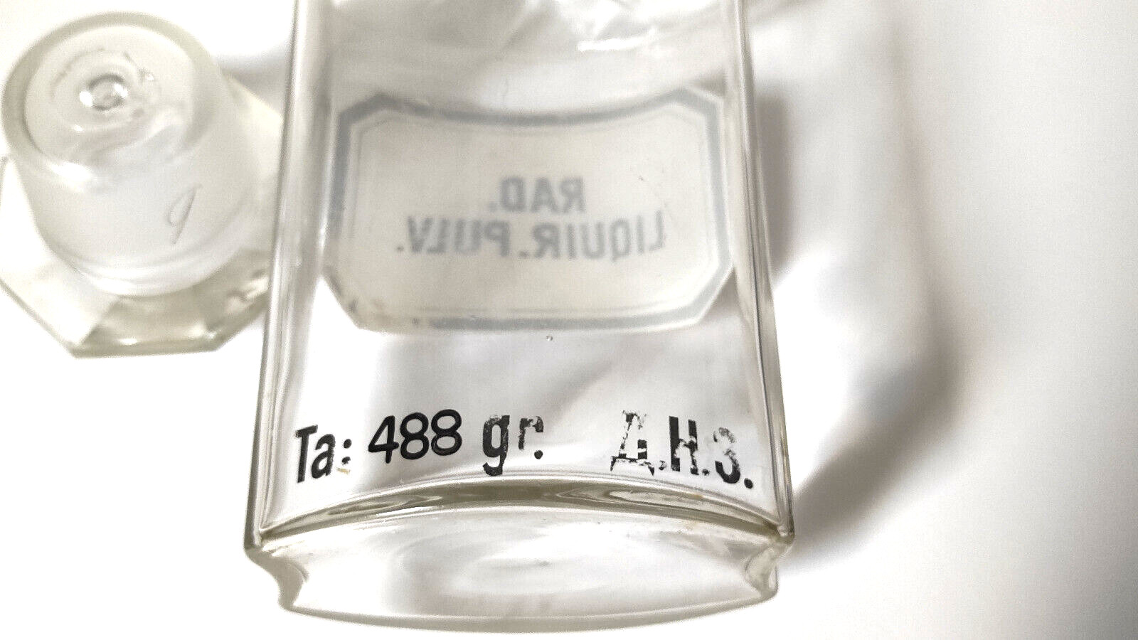 Vintage Crystal Apothecary Pharmacy Clear Jar 800 ml RAD. LIQUIR. PULV.