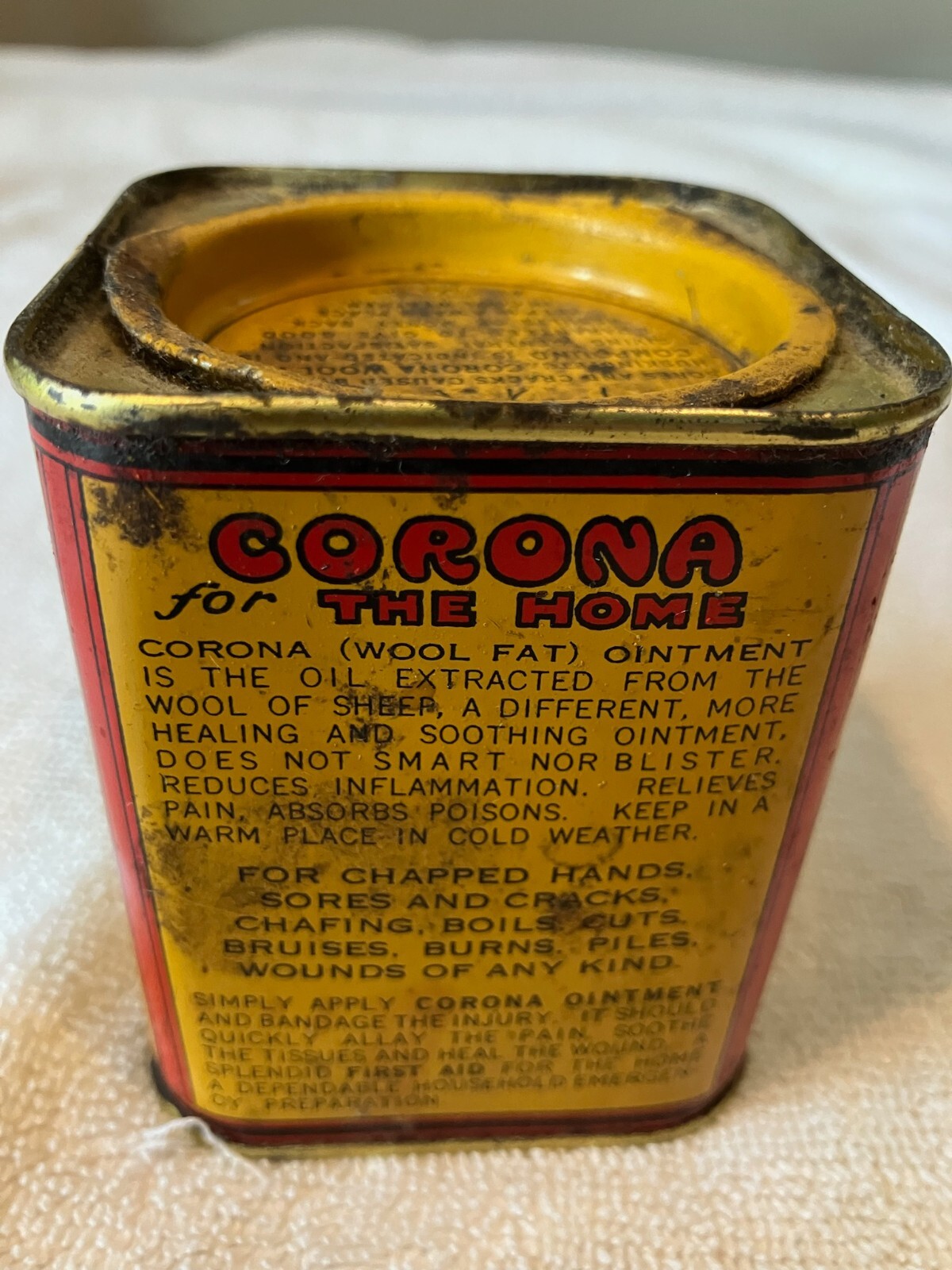 Vintage Corona Wool Fat Compound Tin Container