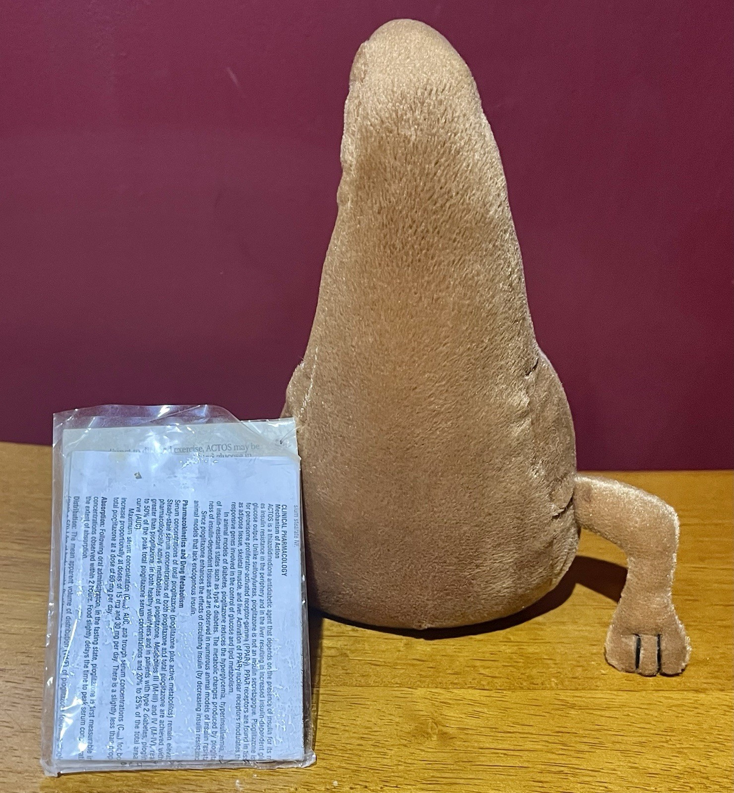 LIVER ACTOS PIOGLITAZONE 7″ Plush beanie Medical Pharmaceutical Advertising Rep