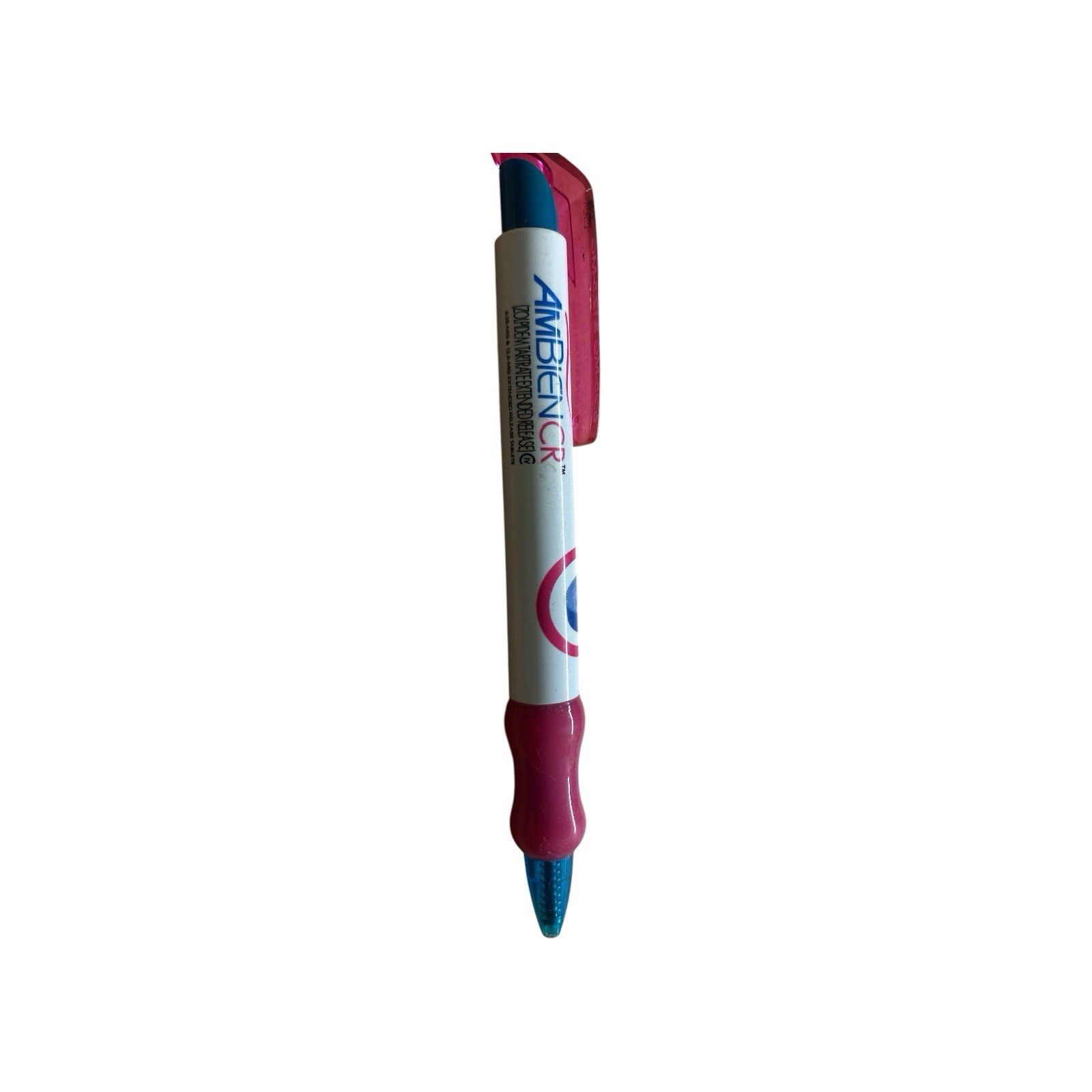 Ambien CR Pen Pink & Blue Drug Rep Pharmaceutical Promo Advertising Black Ink