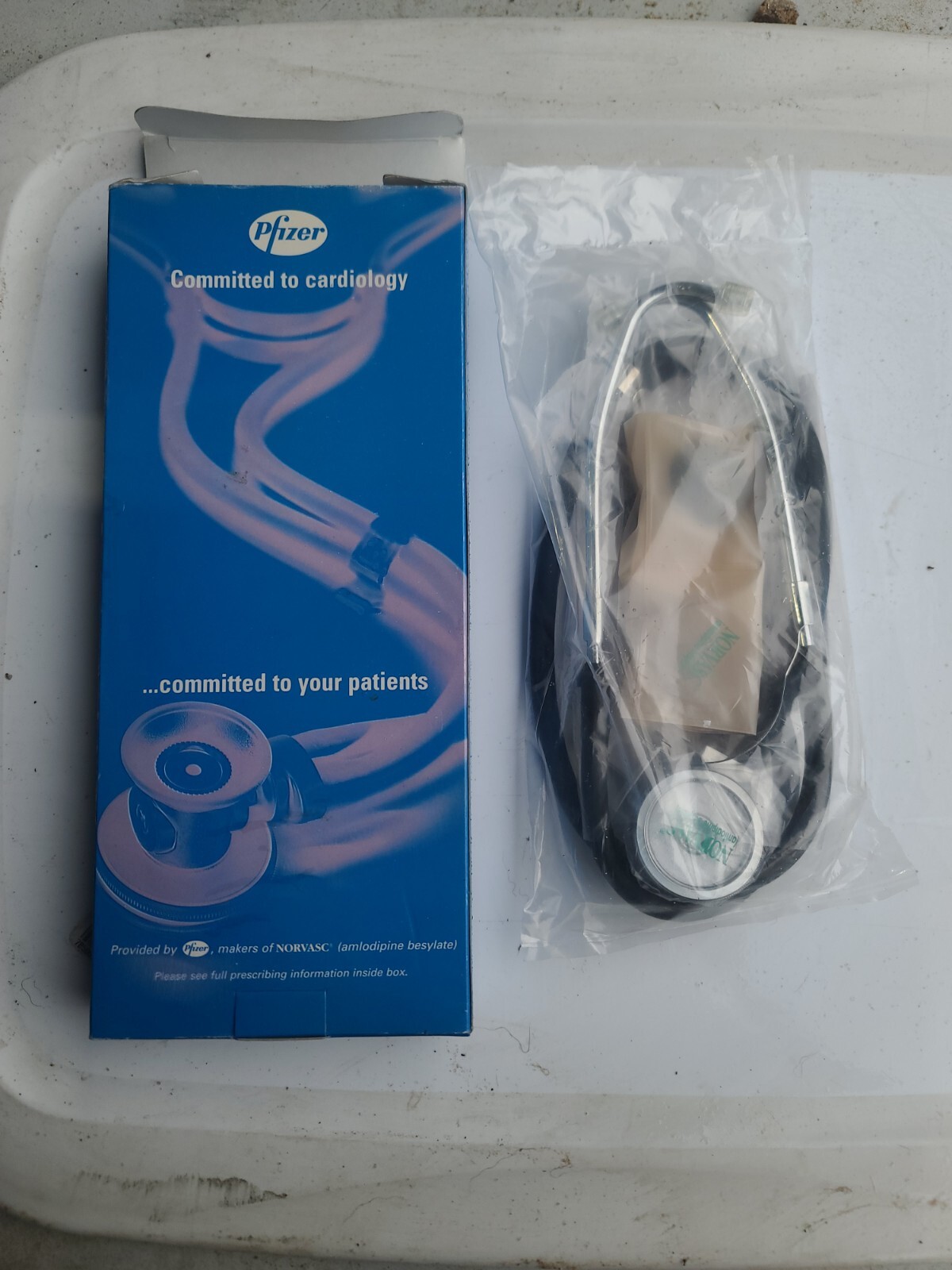 Unopened Pfizer Cardura vintage stethoscope