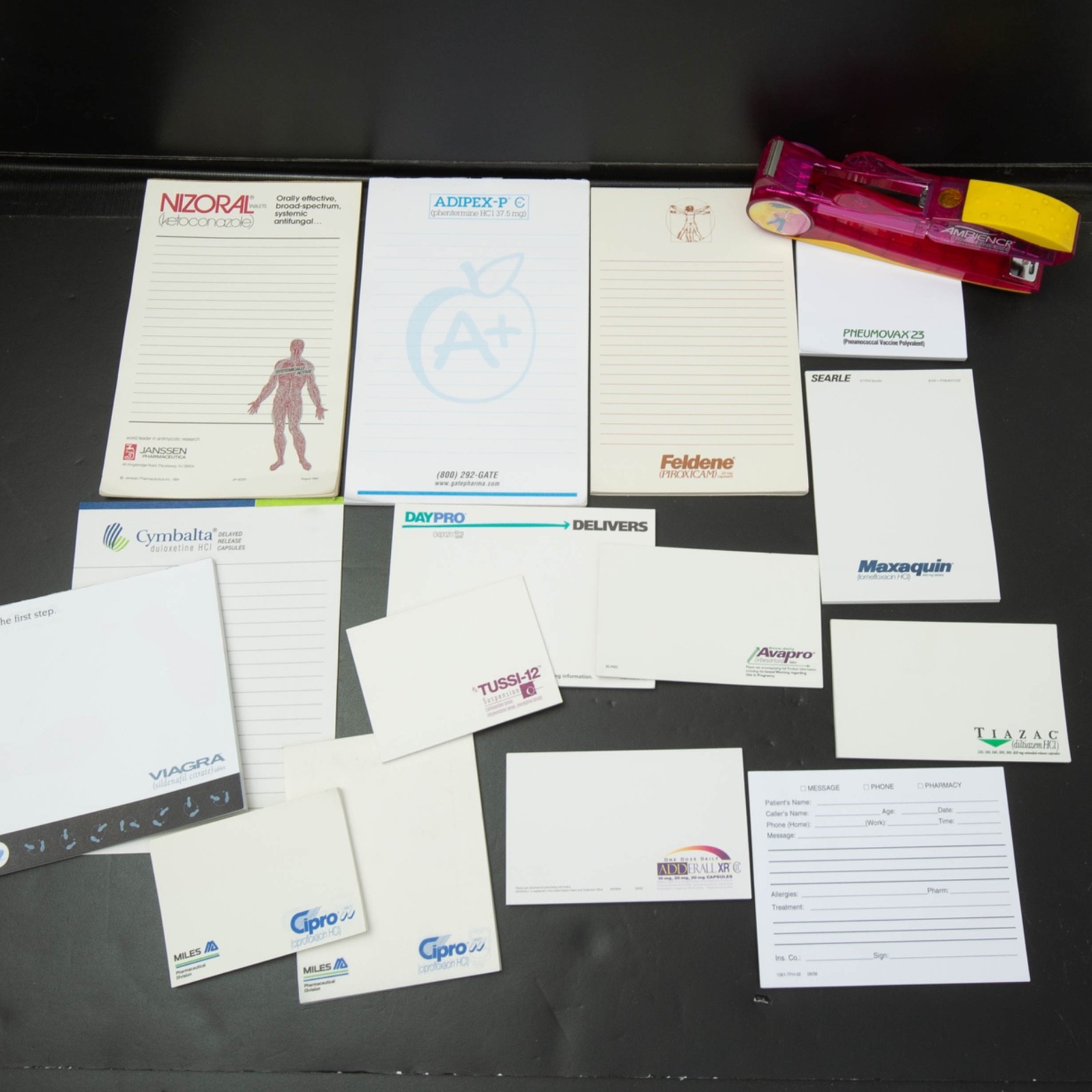 Vtg Pharmaceutical Drug Rep Partial Sticky Notes Notepads Stapler Pharma Lot