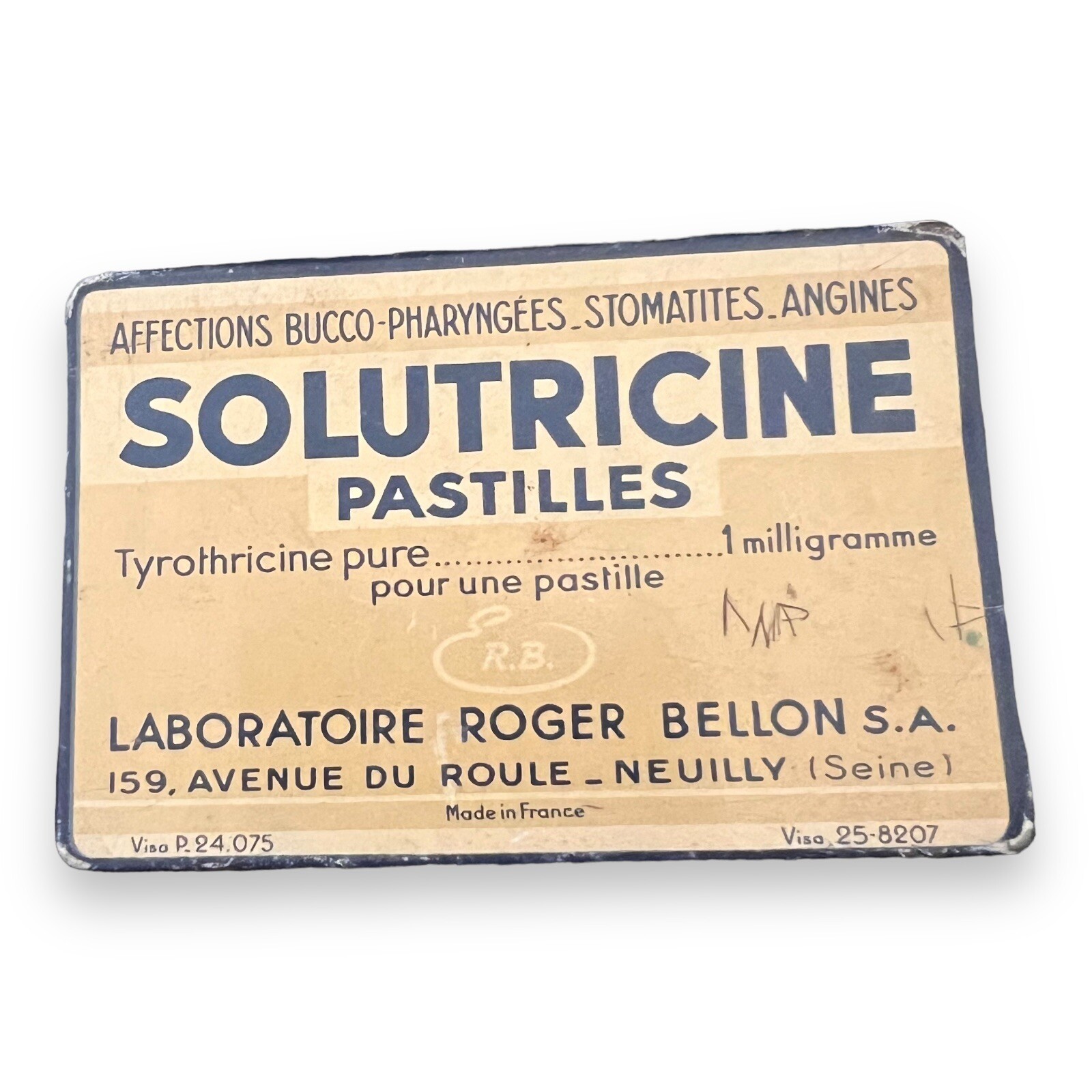 French Apothecary Pill Box Tin Solutricine Pastilles 1920s Pharmacy France