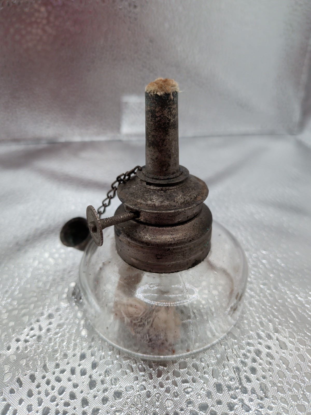 Antique Dental Alcohol Burner Spirit Lamp Glass Reservoir Metal Cap Wick