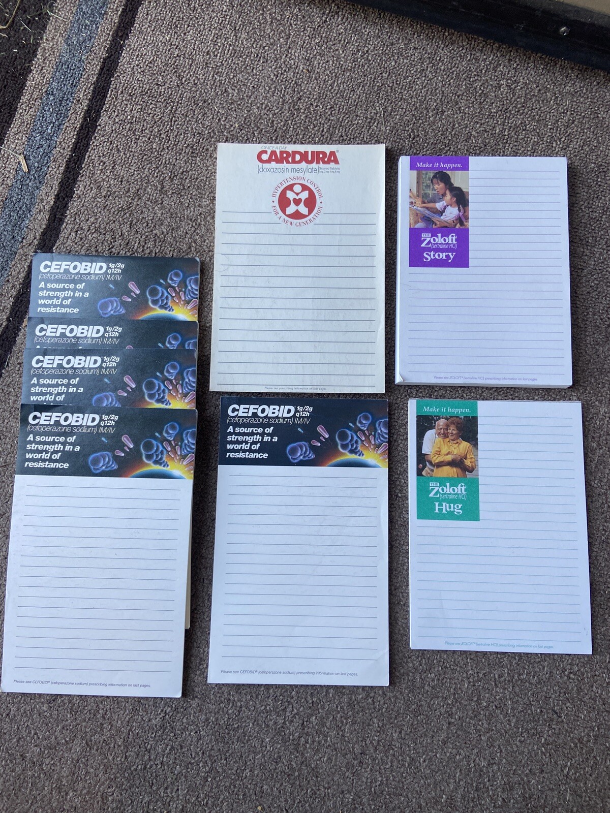 Note Pad Lot Pharmaceutical Drug Rep Collectible Promo Zoloft Cardura Cefobid