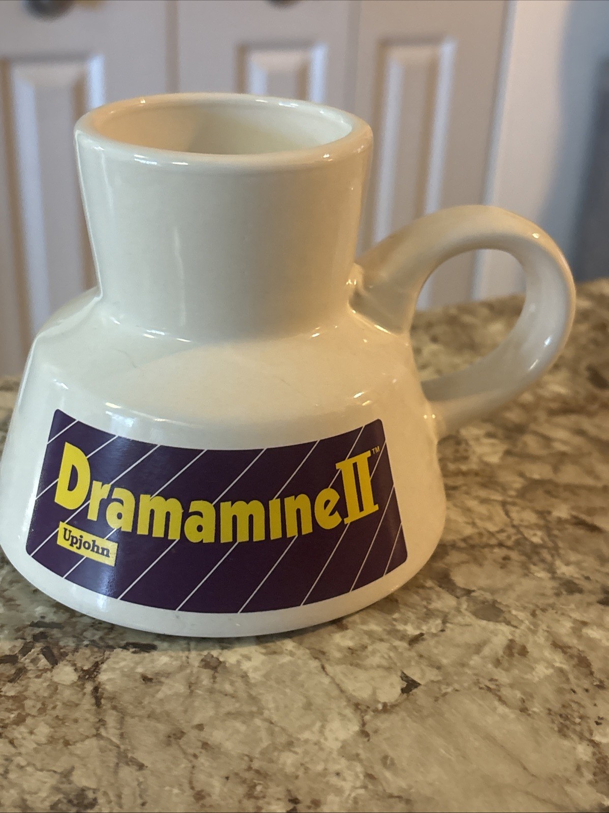 Vintage Dramamine II Meclizine Coffee Mug Pharmaceutical Drug Rep Upjohn RARE