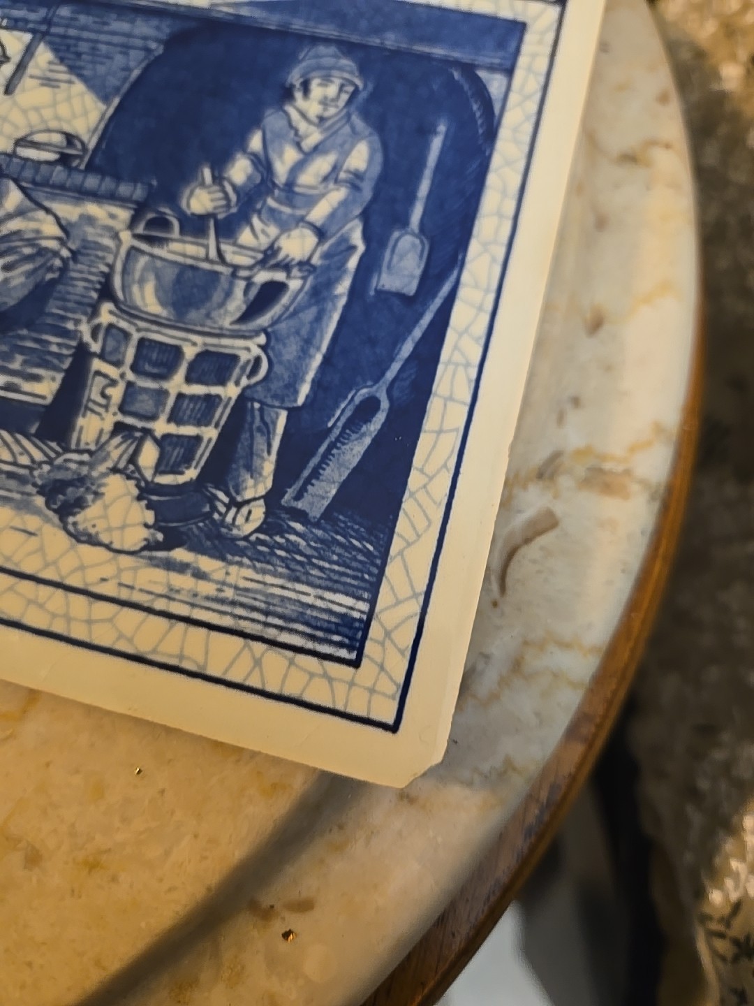 2 BLUE DELFT SCHOONHAVEN HOLLAND HANDMADE PILL TILES 1990s Handmade Read