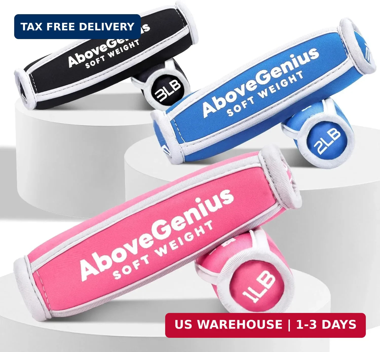 AboveGenius Hand Weights for Women Men, 6pc Soft Dumbbell Set (1lb 2lb 3lb 4lb)