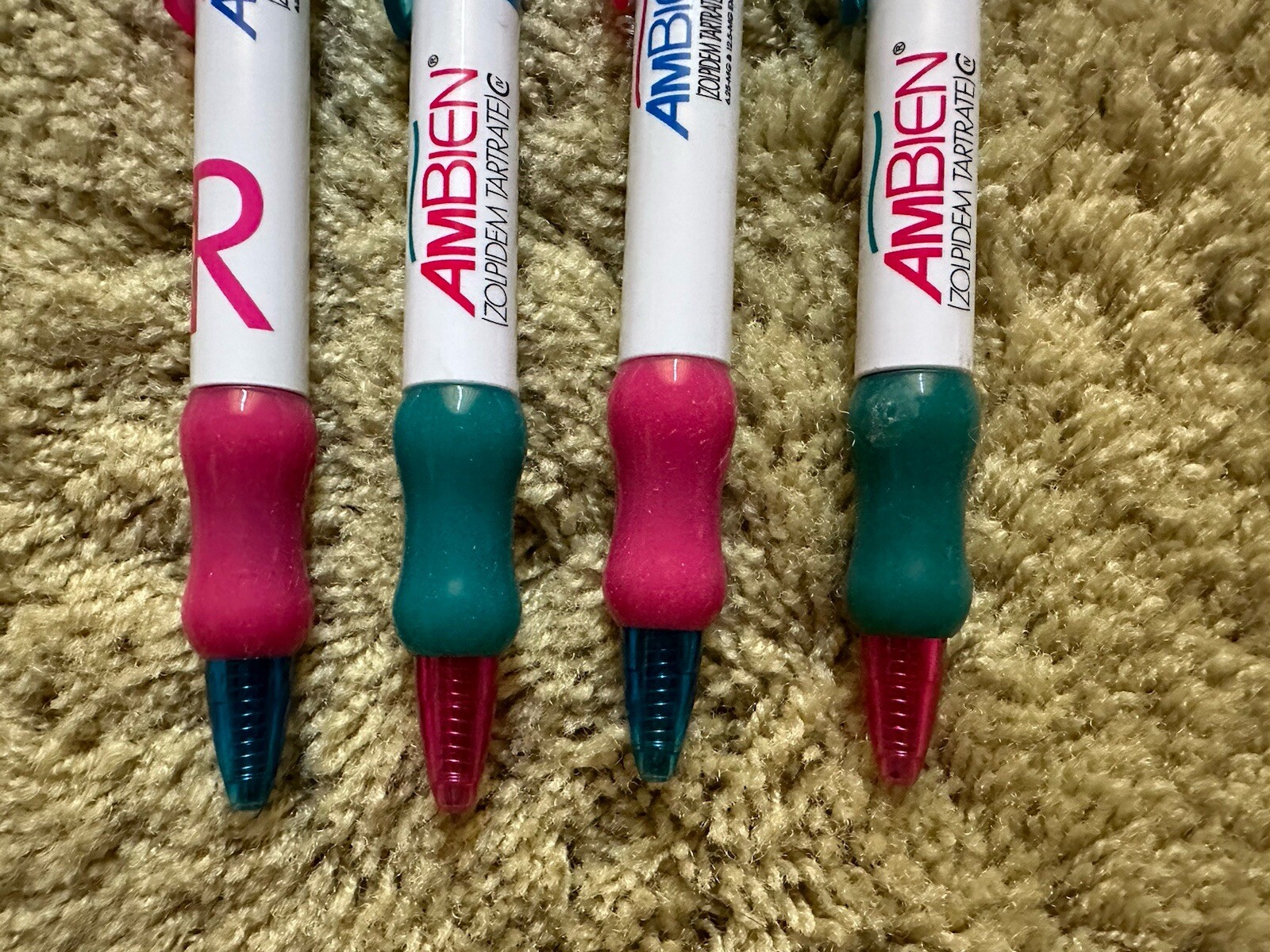 Lot of 4 Ambien Drug Rep Pharmaceutical Promo Advertising Pens Wide Body