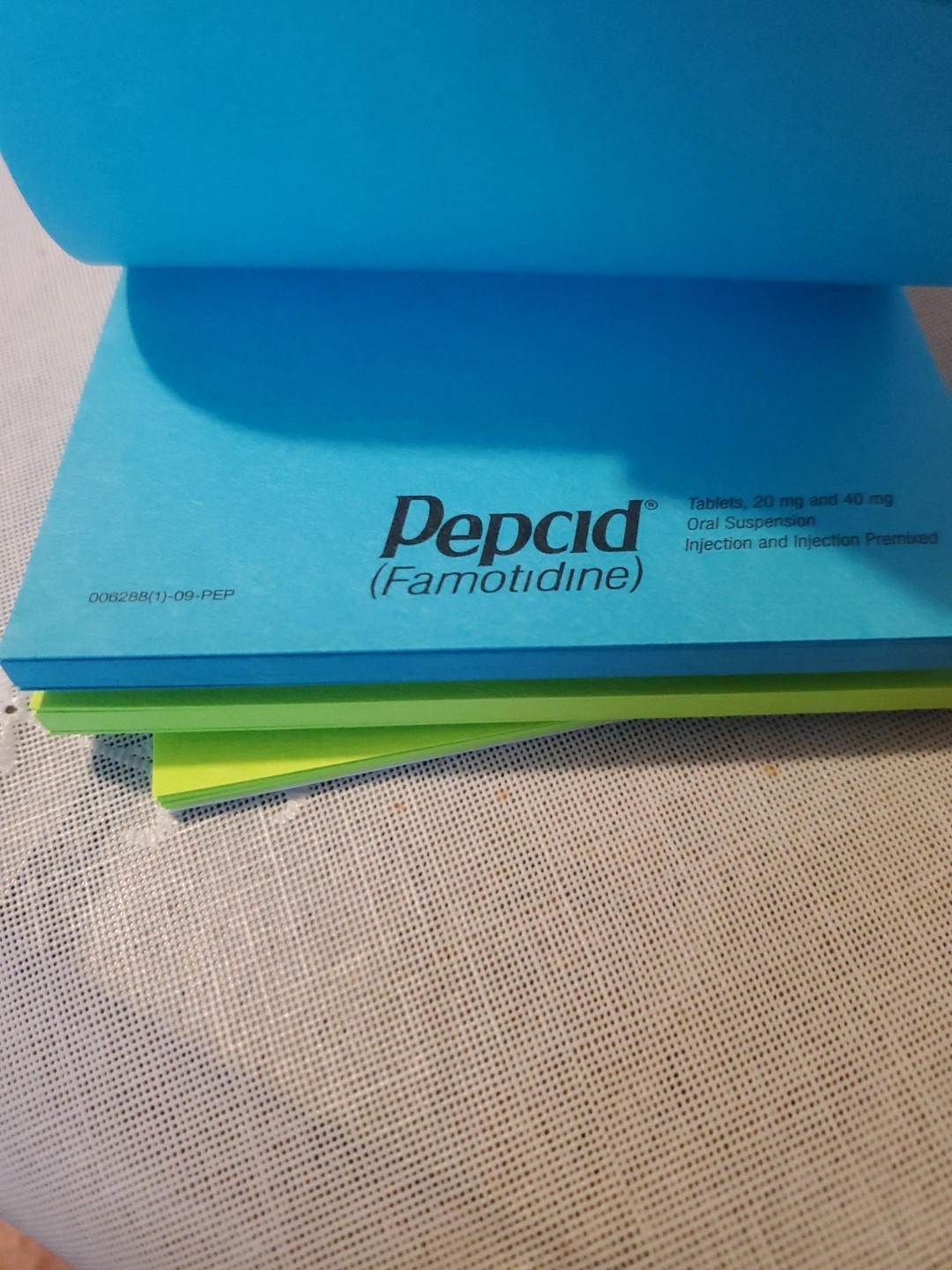 VTG Pepcid E-See Tac Note Pad Multi Color Rainbow Edge Drug Rep Swag Merck Cube