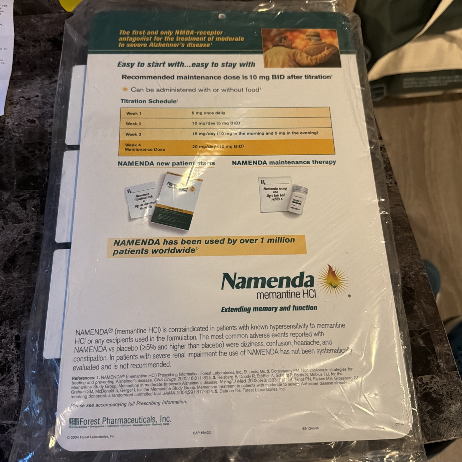 Namenda Pharmaceutical Clipboard Drug Rep Promo 2000s