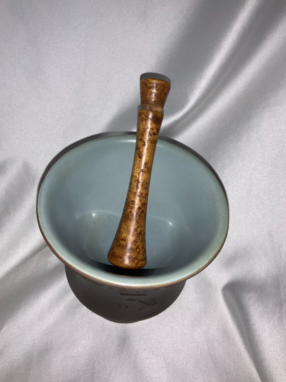 COSMAS & DAMIAN Pharmacy Motar & Pestle Porcelain RX wood Pestle CORICIDIN