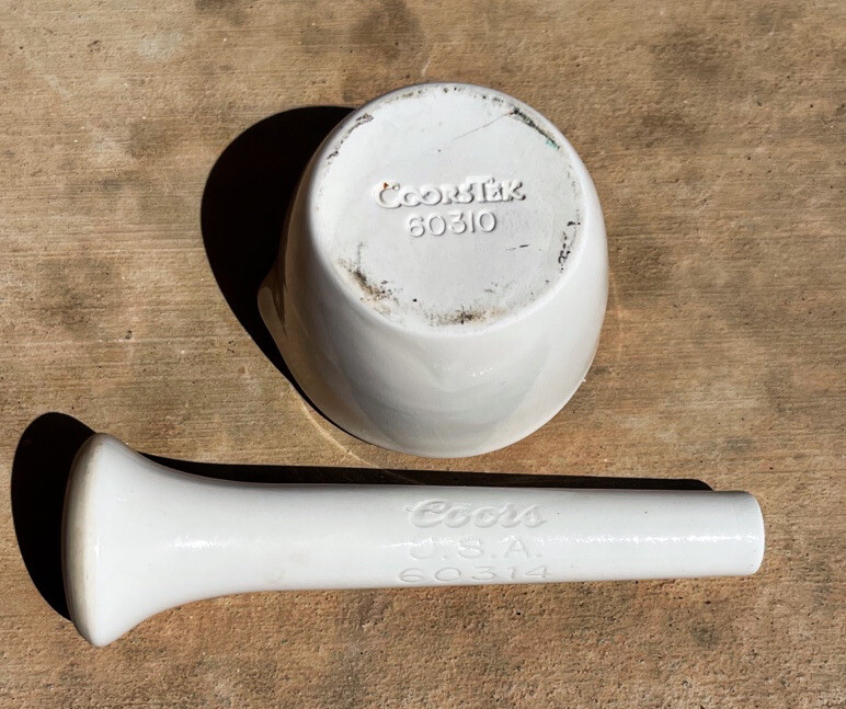 Vintage Apothecary Drug Mortar & Pestle by COORS USA Set of 3 Signed