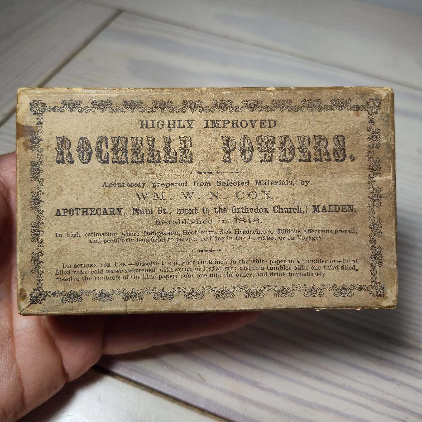 Antique 1900s Pharmaceutical Drug Box Rochelle Powders Empty Vgc