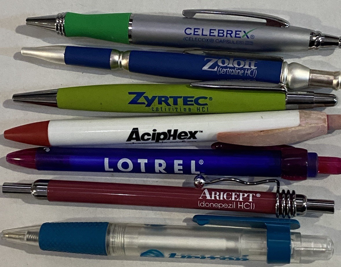 Lot Of 7 Pharma Pens Celebrex, Zoloft, Zyrtec, AcipHex, Lotrel, Aricept, Lipitor