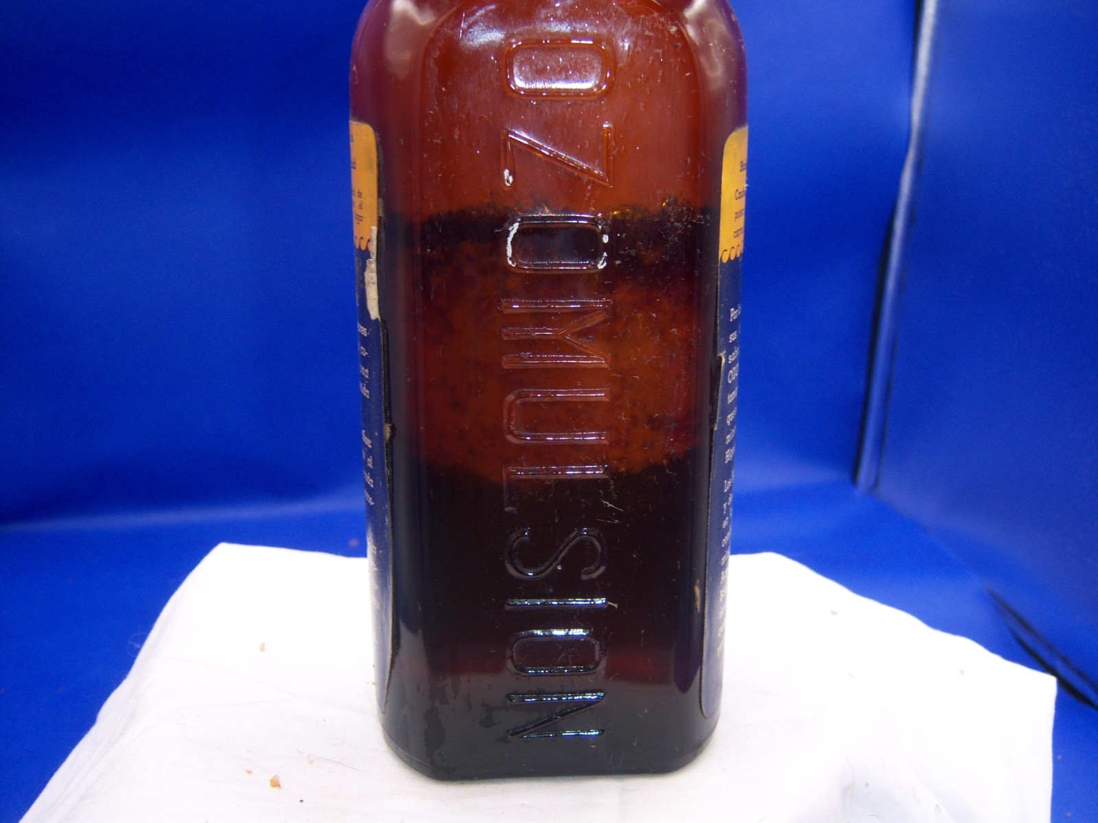 1940’s Ozomulsion Company New York, NY 8 5/8″ Amber Medicine Labeled Bottle