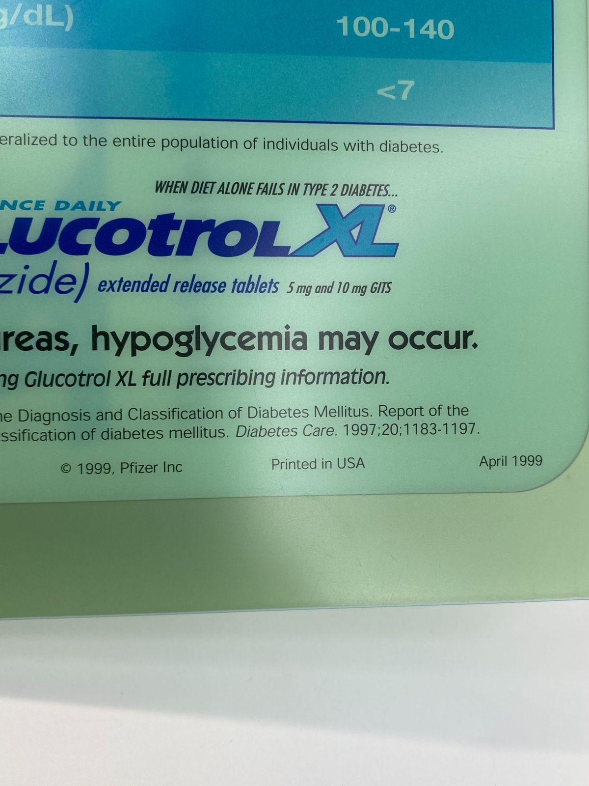 Rare 1999 Glucotrol XL Drug Rep Pharmaceutical Acrylic Clipboard 14″ Dr’s Office