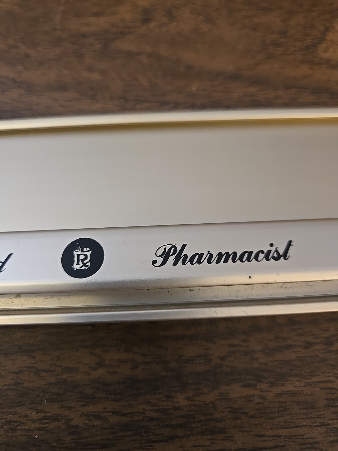 Vintage Pharmacy Apothecary Pharmacist Drug Upjohn Name Plate Desk Holder 1970s?