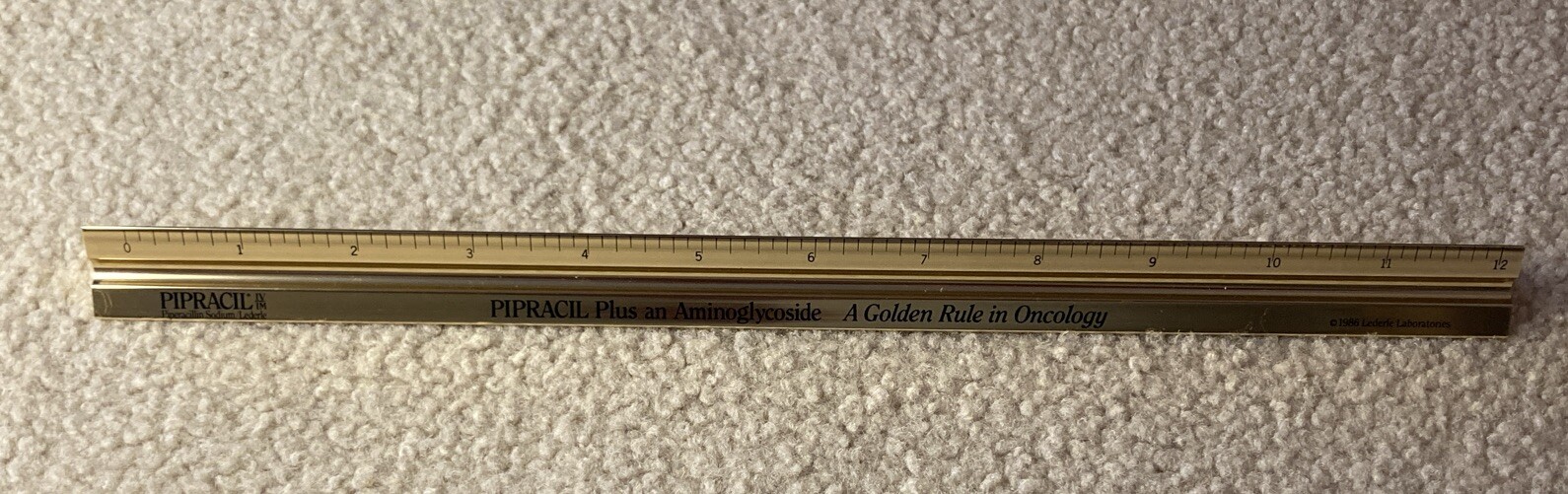 Vintage 1986 Pipracil 12” Metal 3 Sided Ruler Drug Rep. Advertising Medical