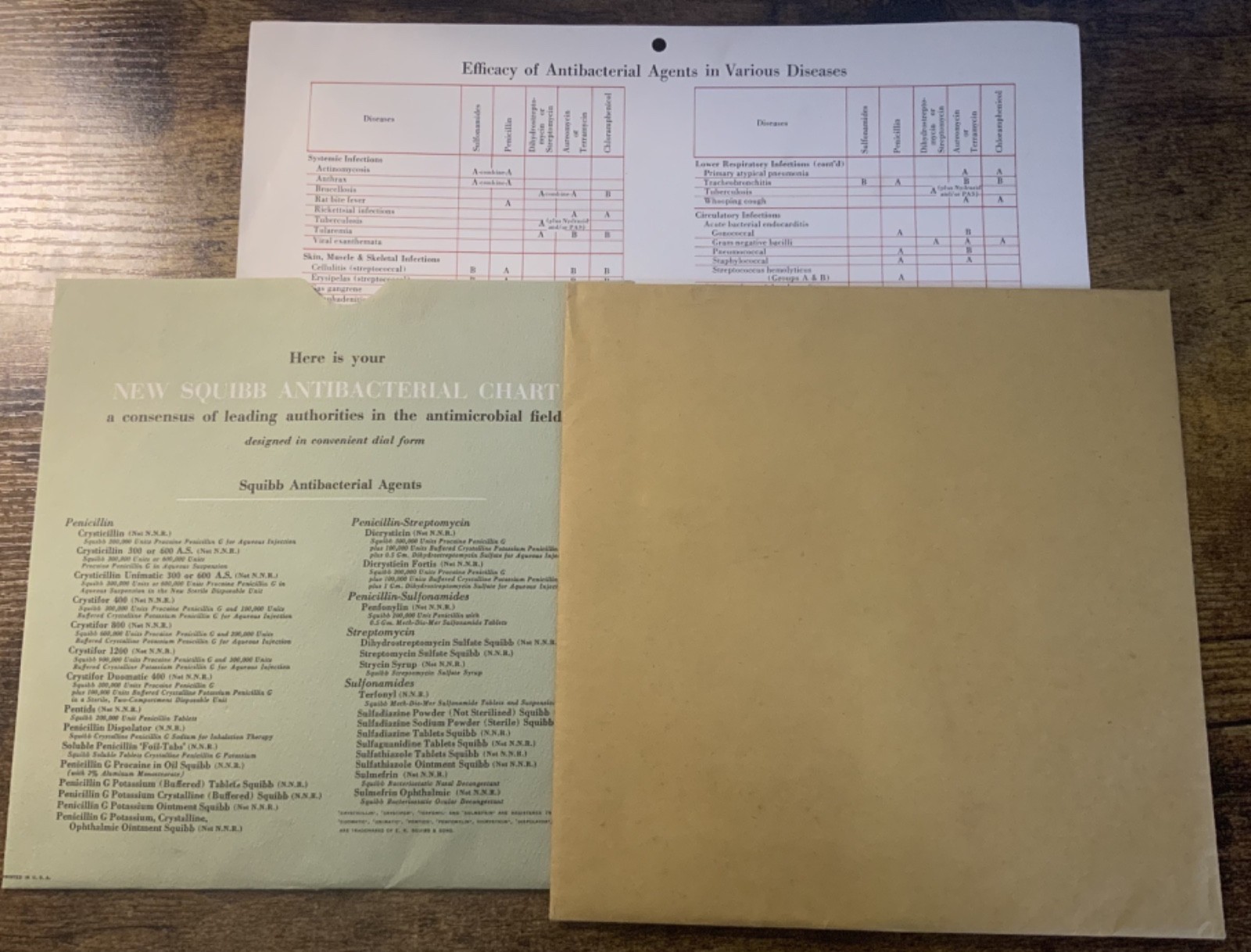 Vintage Squibb Antibacterial Chart Wheel Diseases Medical Science Medicine