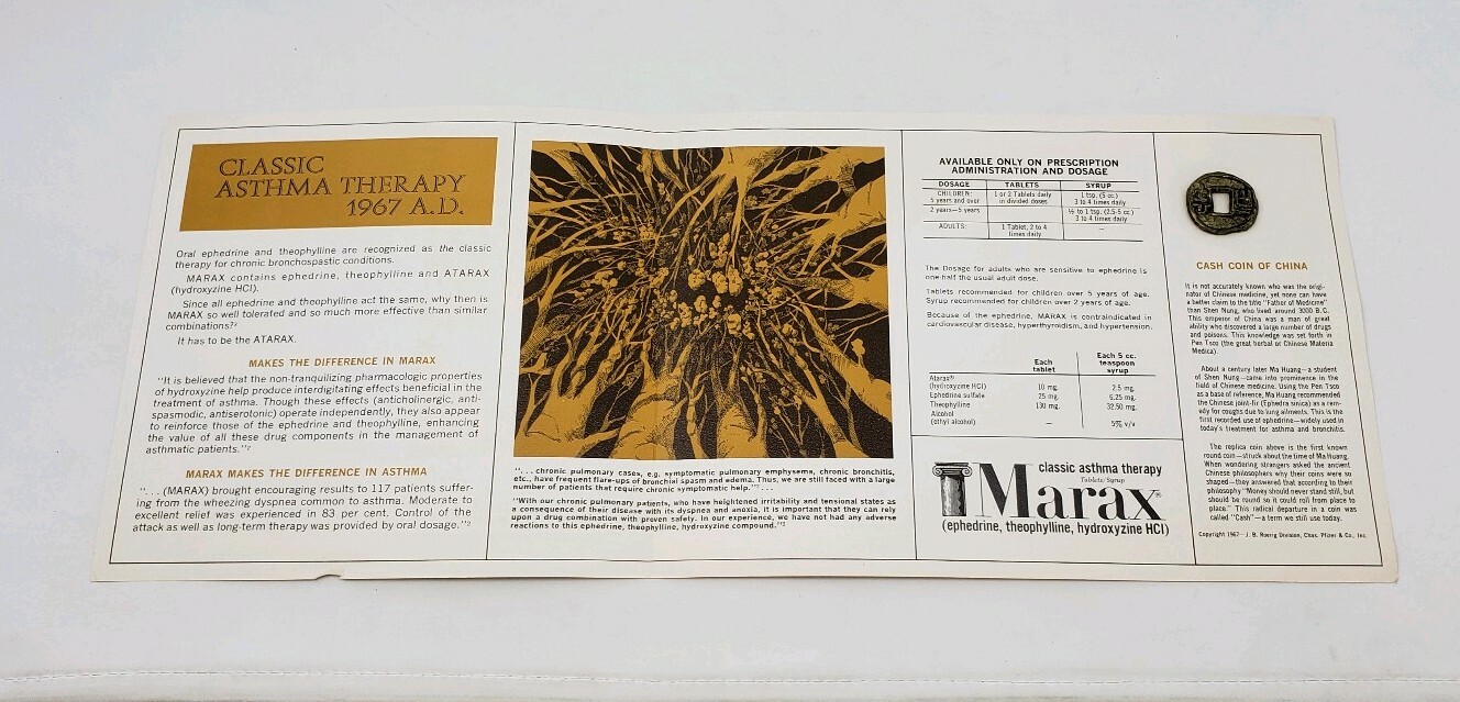 1967 Pharmaceutical Advertising – Coins of Medicine – Marax – Pfizer – Lot of 3