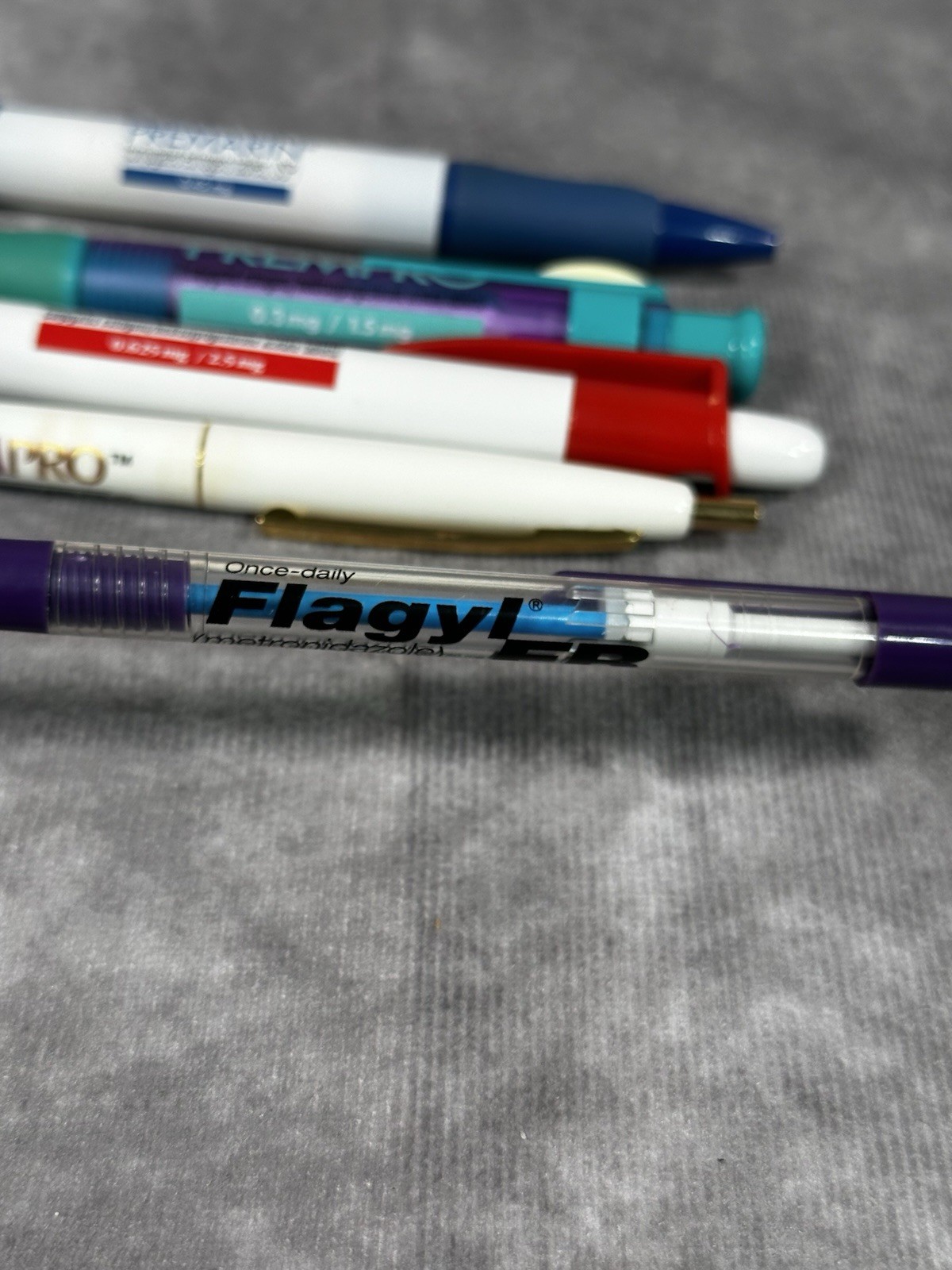 Pharmaceutical rep medication drug ink pens women’s health Premarin Flagyl Ortho
