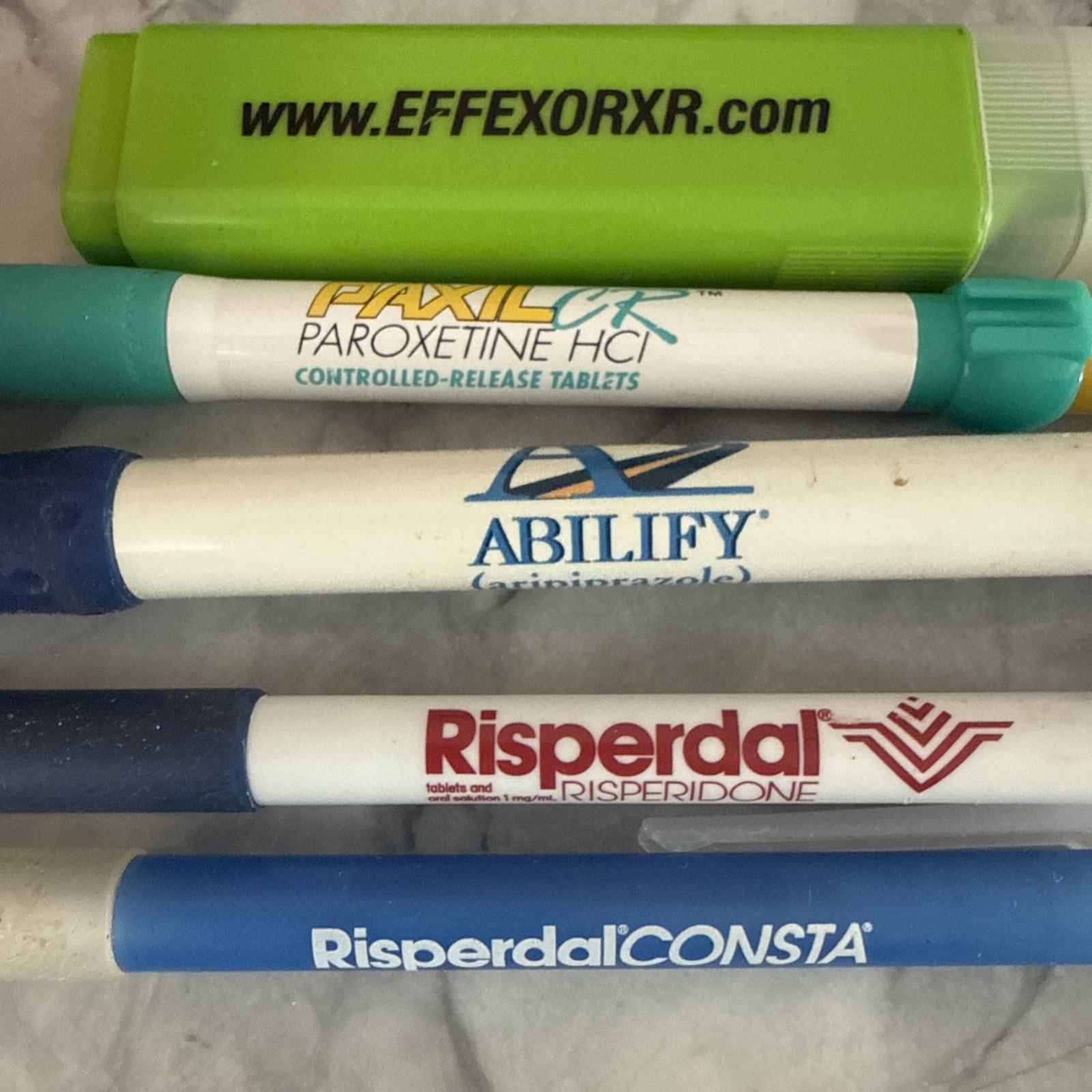 Collectible Pharmaceutical Drug Rep Pens Highlighter Tape 1990’s Abilify Geodon