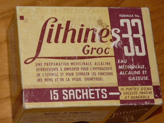 Vintage LITHINES Groc Formule No. 33 – Vintage Medicinal Water Bag Empty Box