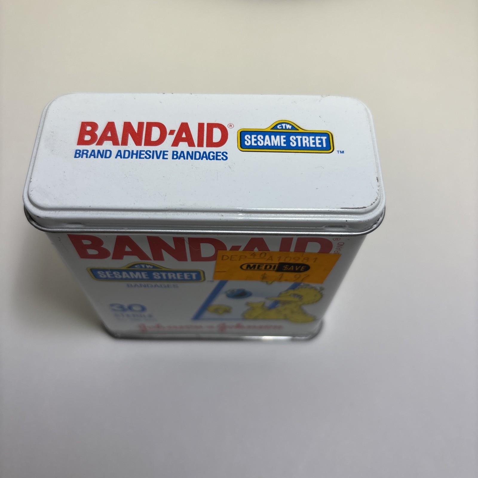 Vintage Johnson & Johnson Sesame Street Band-Aid Big Bird Tin Empty