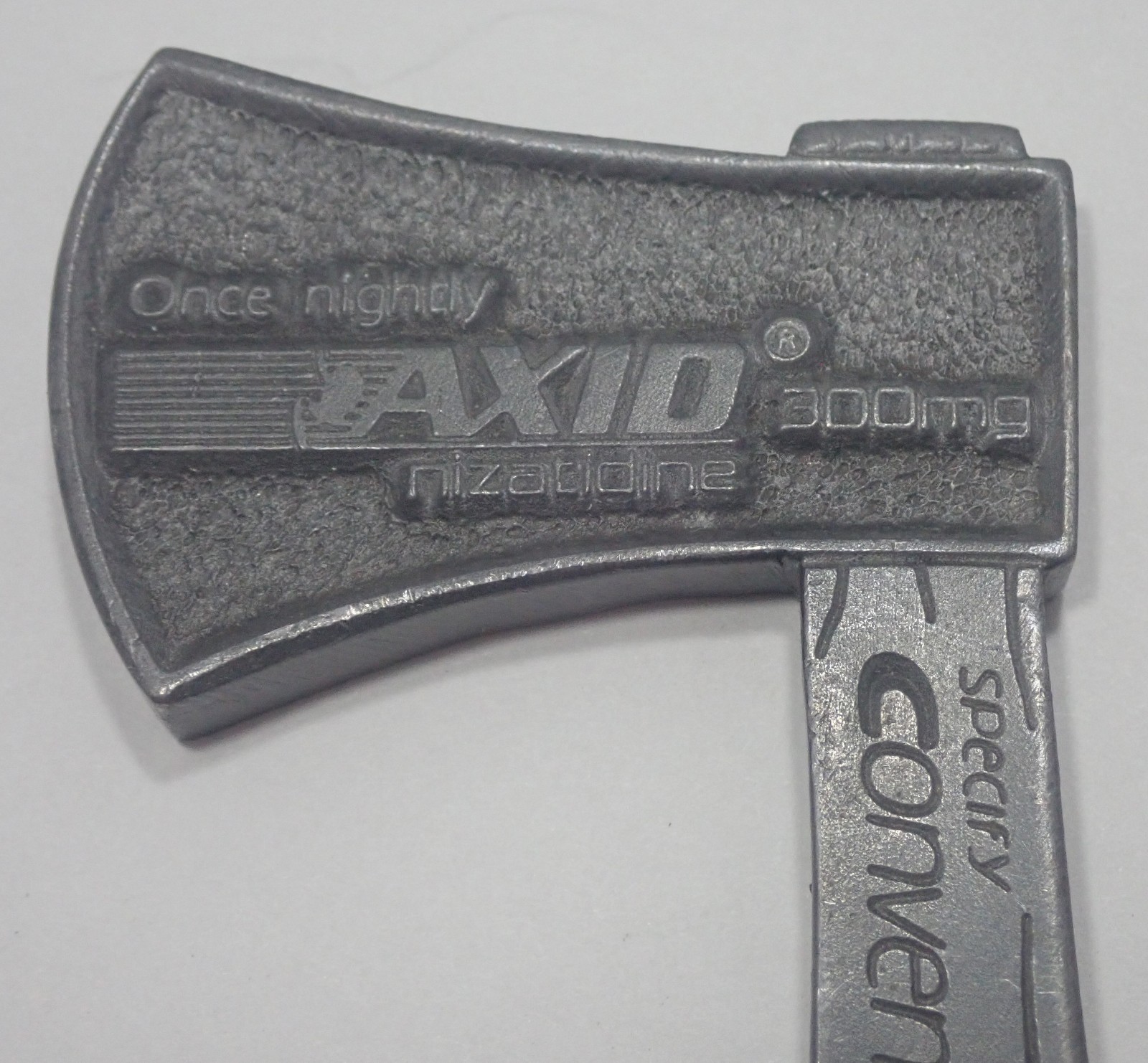 AXID AXE SHAPED HANDLE LETTER OPENER MEDICAL PROMOTIONAL ADVERTISING 7″