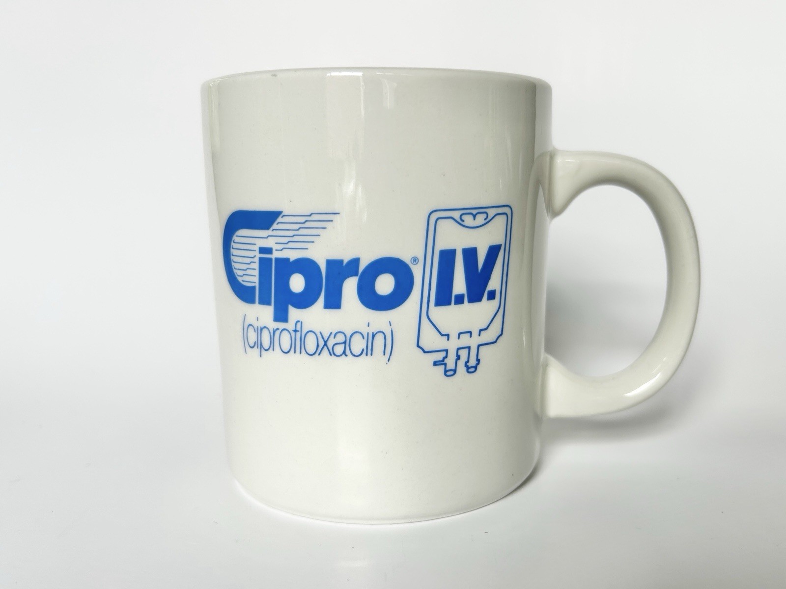 Vintage Cipro Mug Ceramic Pharmaceutical Promotion Drug Rep Advertising