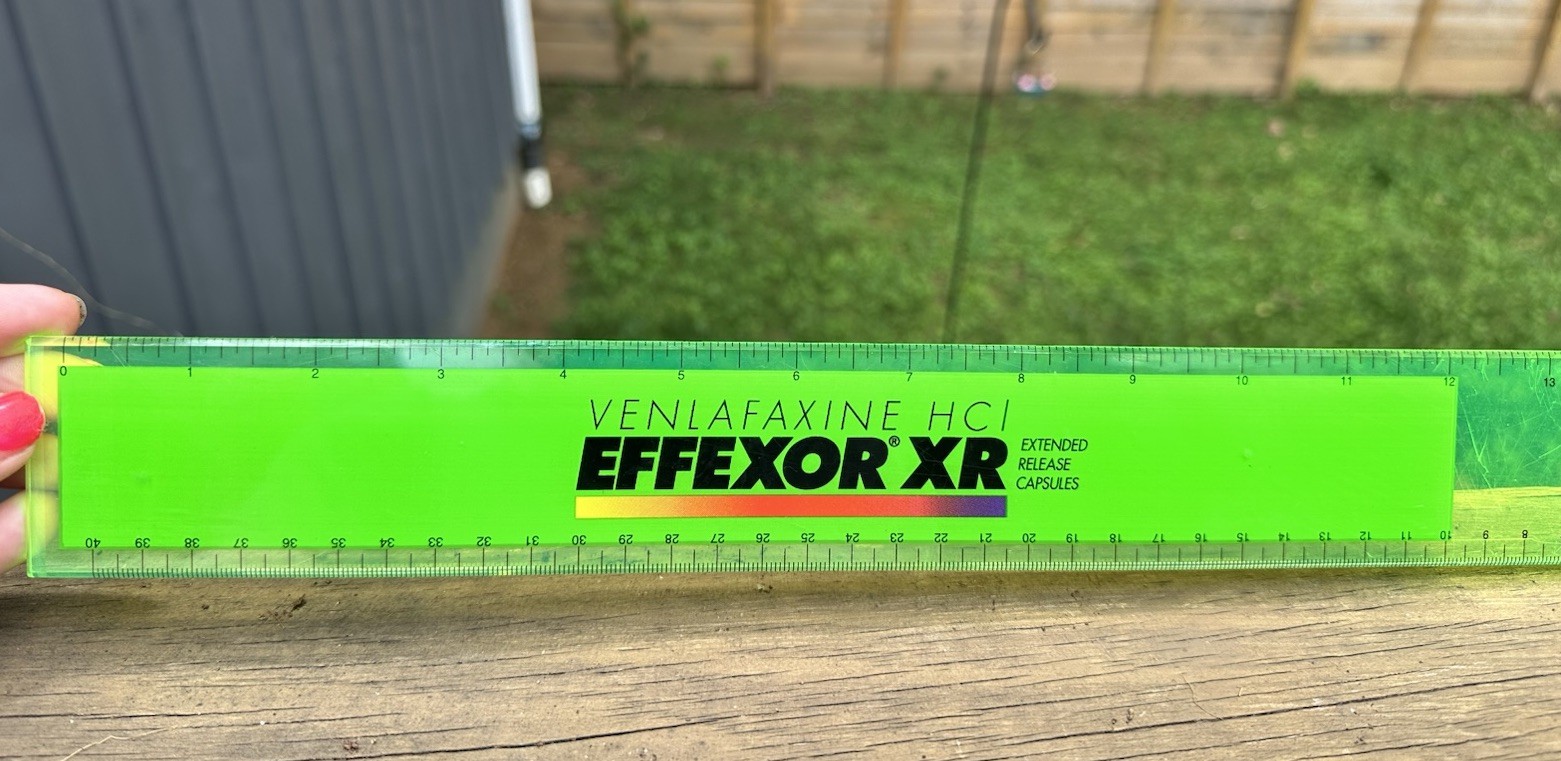 Effexor XR Venlafaxine HCl Pharmaceutical Promo Neon Green Plastic Ruler (16in)