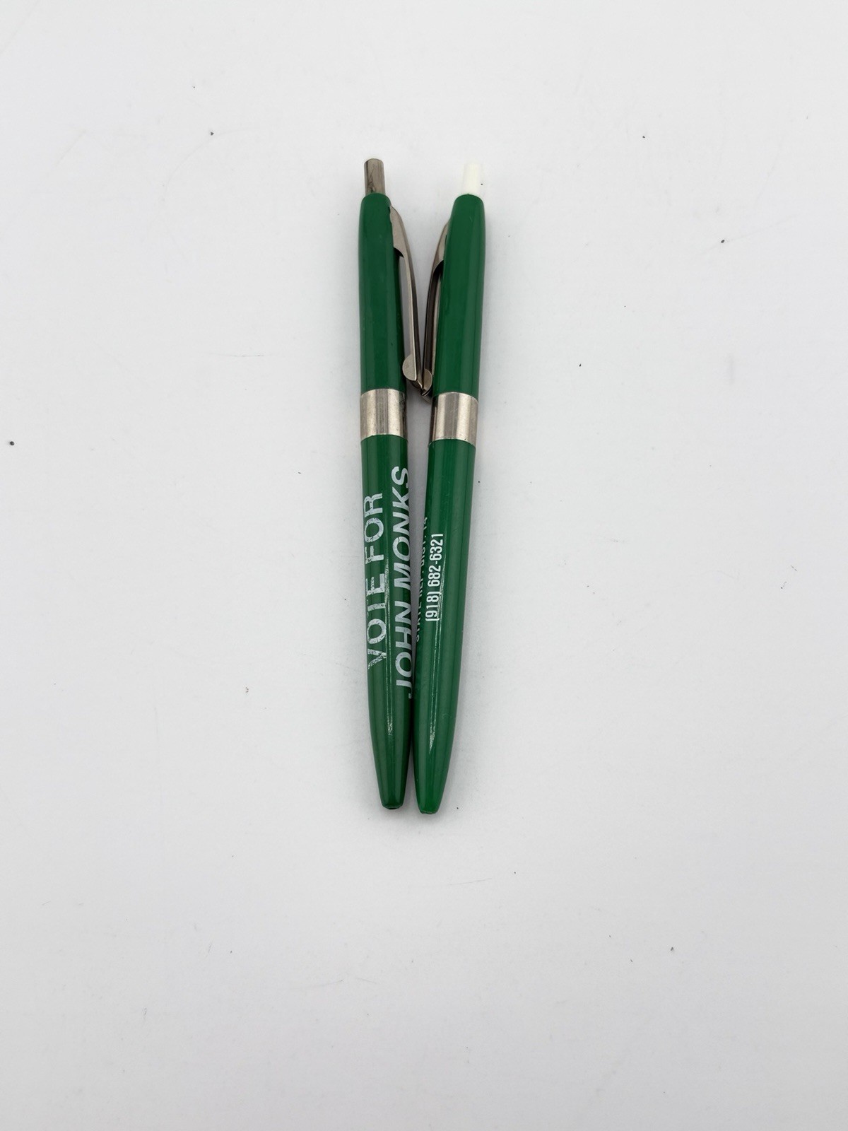 Lot of 2 Vintage John Monks State Rep Dist 14 Campaign Advertising Pens Okla