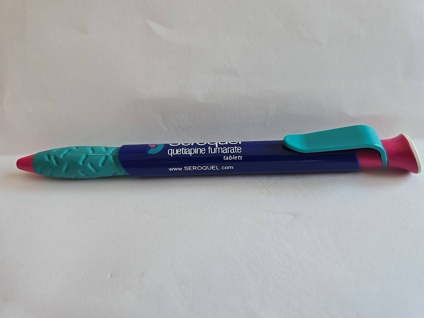 Drug Rep SEROQUEL Collectible Pharmaceutical Pen Large S-Logo Pocket Clip WRITES