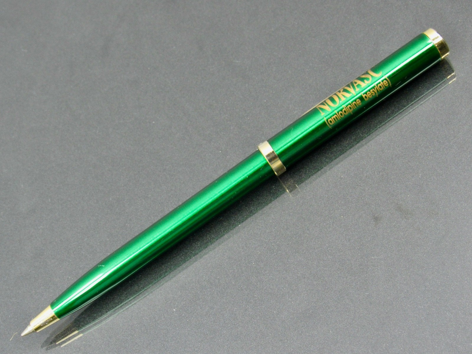 Metallic Green Norvasc PEN Pfizer Clip Drug Rep Pharmaceutical Promo Advertising