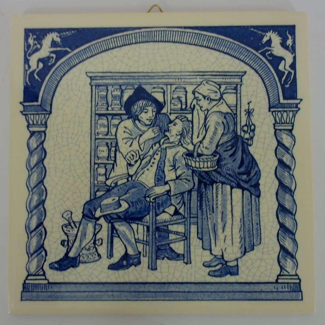 1986 Burroughs Wellcome Delft Holland Pharmacy Ceramic Pill Tile Diagnosis #17
