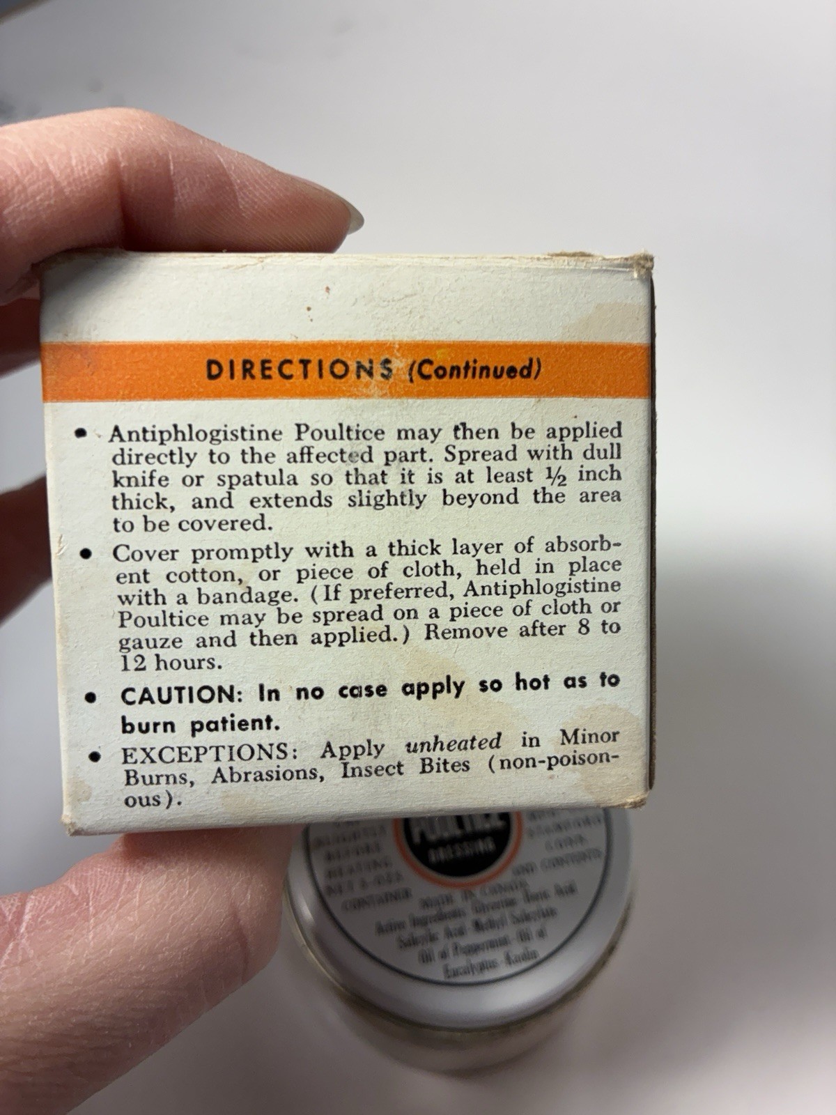 Vtg Antiphlogistine Medicated Poultice Dressing Denver Chemical Canada Glass box