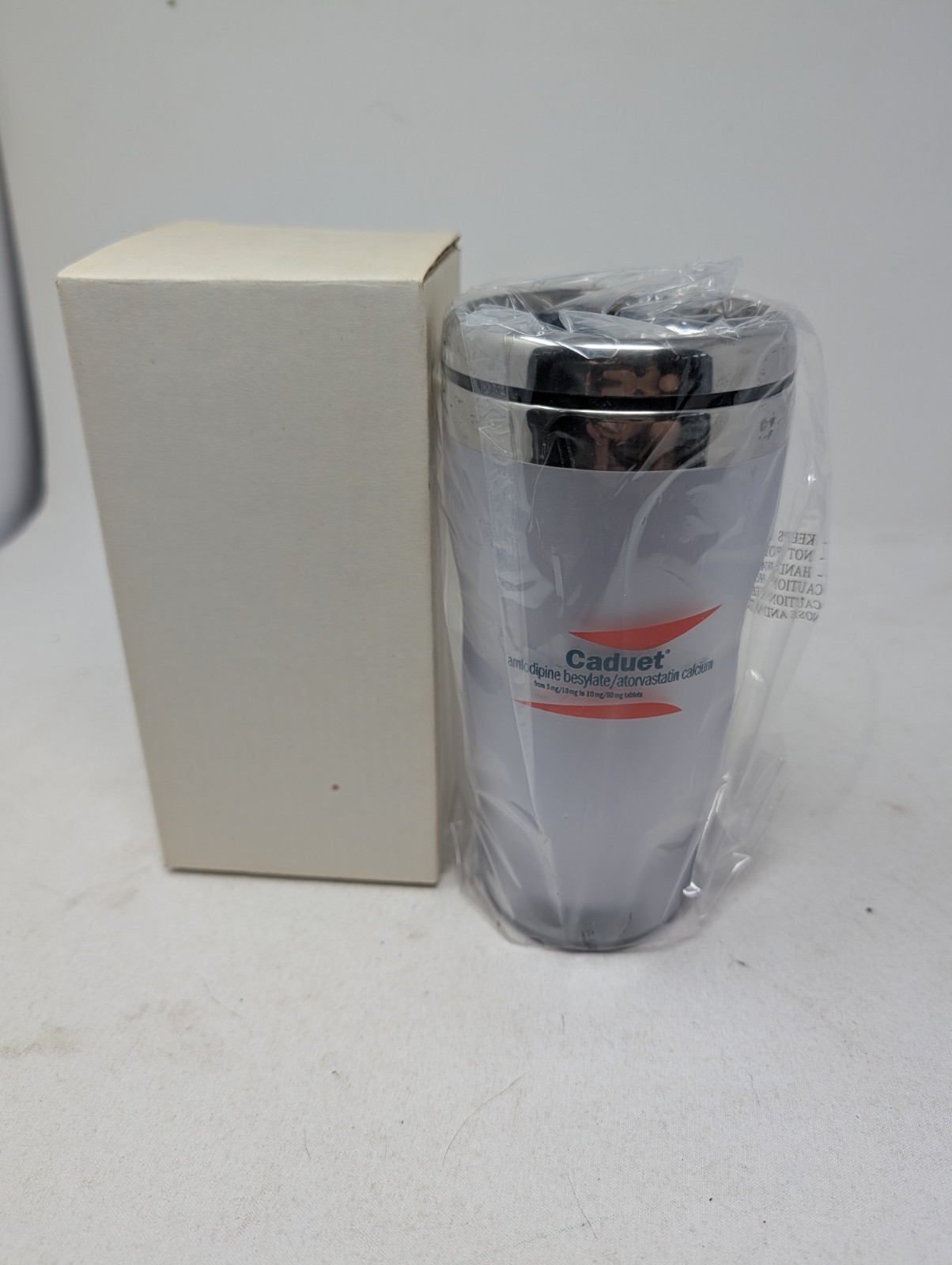 Caduet Curvy Double Wall Tumbler Travel Coffee Mug Cup Pharma Ad Marketing Promo