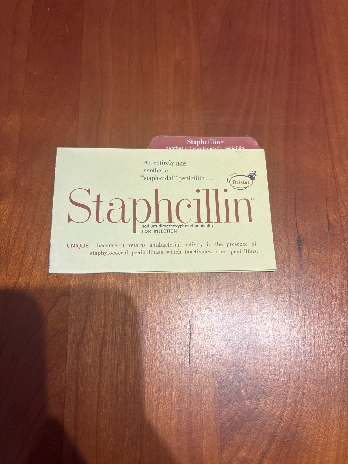FREE SHIP! 1960 Staphcillin Medication Info Original Bristol Lab Pamphlet
